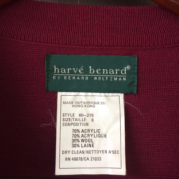 Harve Benard Dark Red Long Sleeve Wool Dress - Size Small - Picture 9 of 9